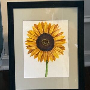 Vibrant Sunflower Framed original watercolor painting